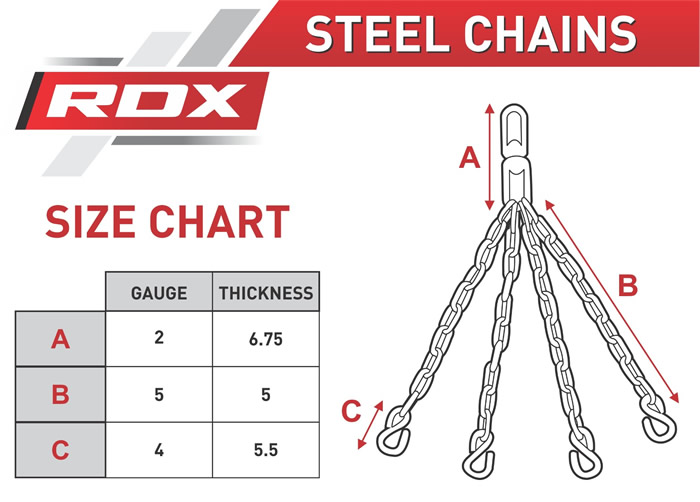 RDX X14 4 PANEL PUNCH BAG CHAINS chart